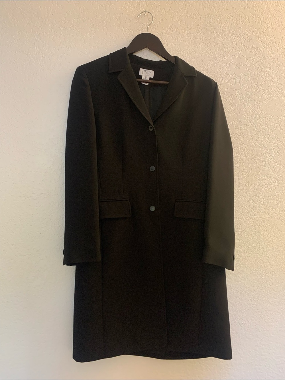 Ann Taylor Black Single-Breasted Trench Coat | P